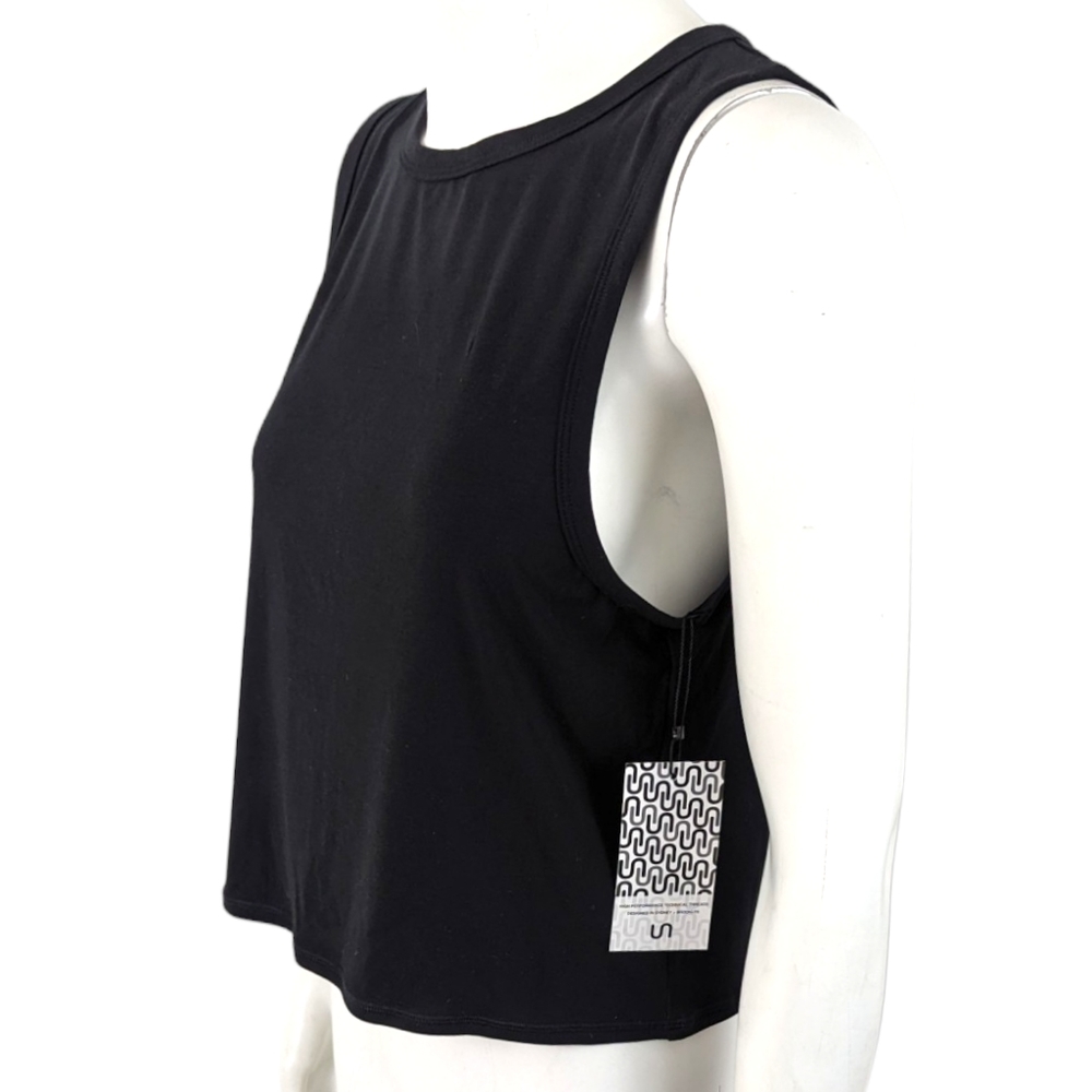 Urban Savage Studded Crop Tee Tank Top NEW Womens Large Black Workout Athletic - Picture 3 of 13